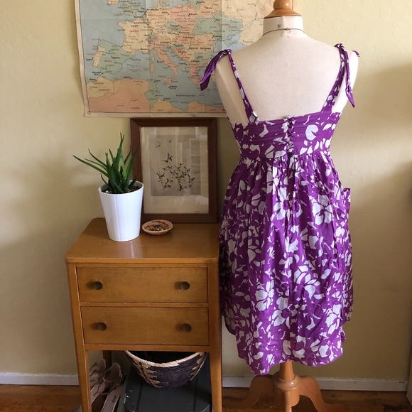 AE Purple Floral Empire Beach Dress - Picture 5 of 6